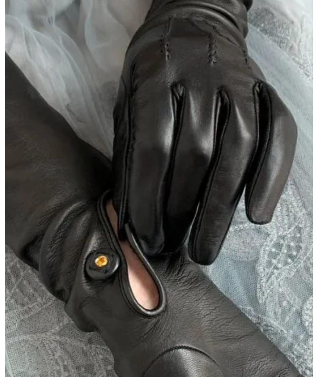 PRADA Черные кожаные перчатки, фото 5