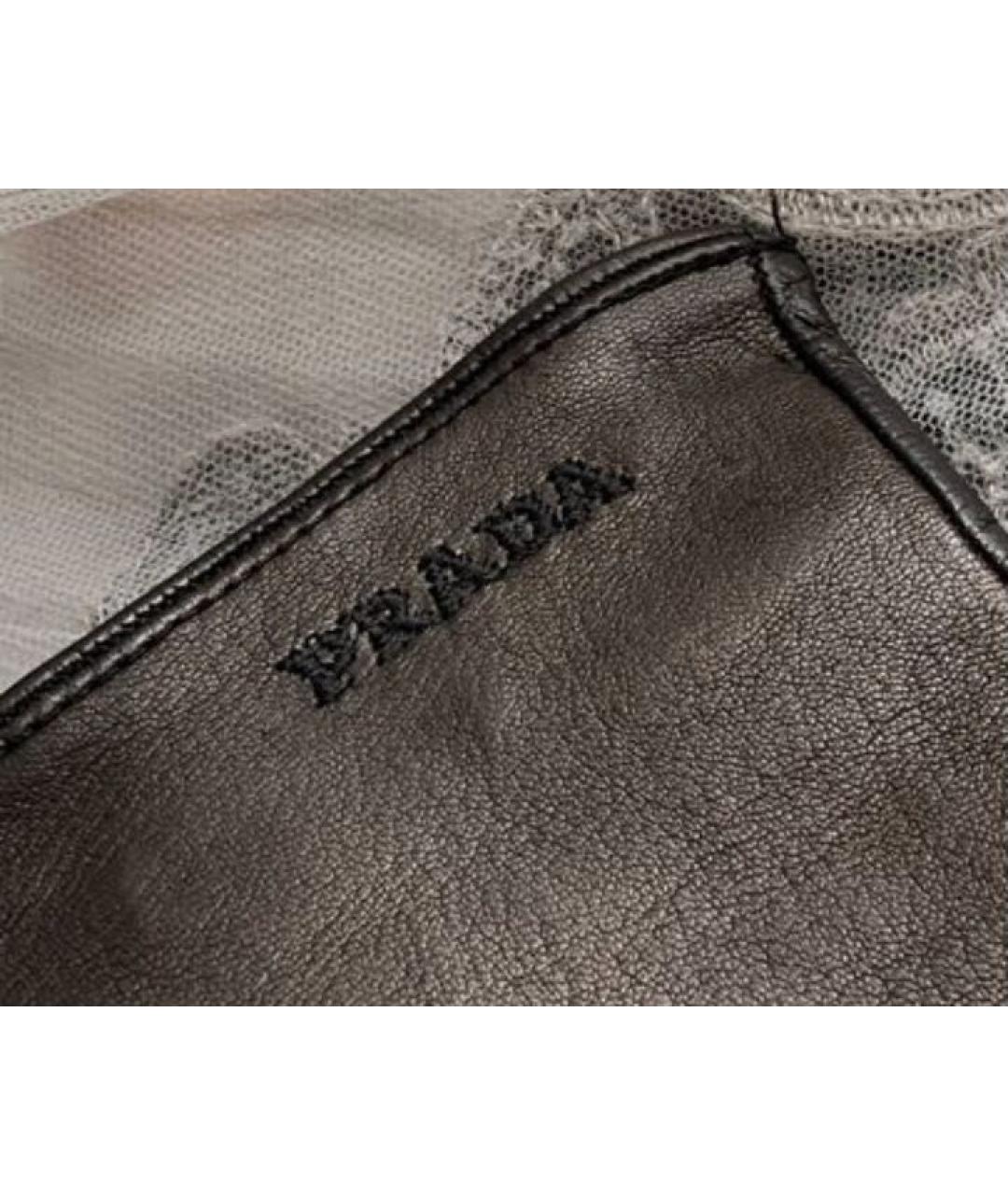 PRADA Черные кожаные перчатки, фото 6