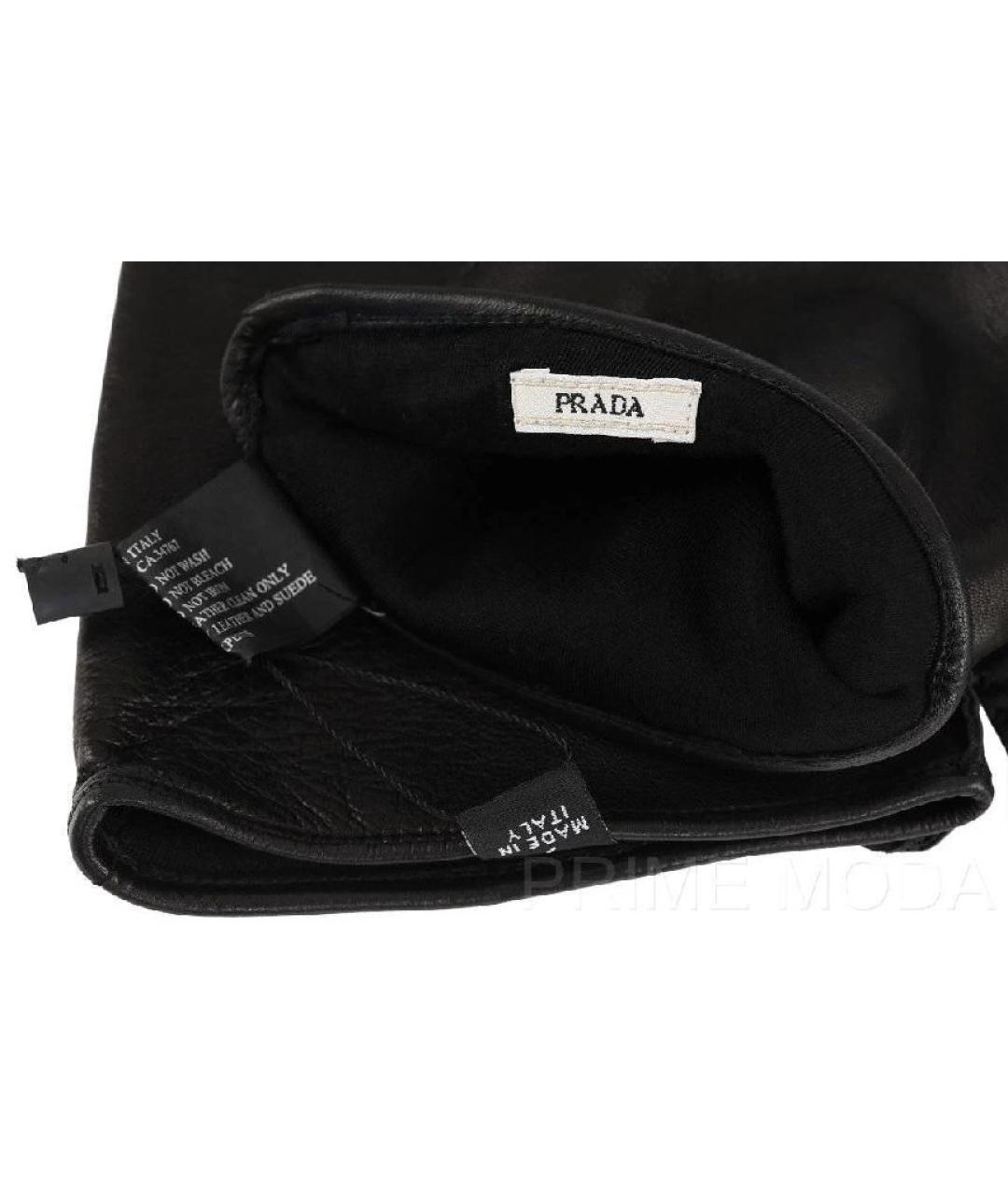 PRADA Черные кожаные перчатки, фото 8