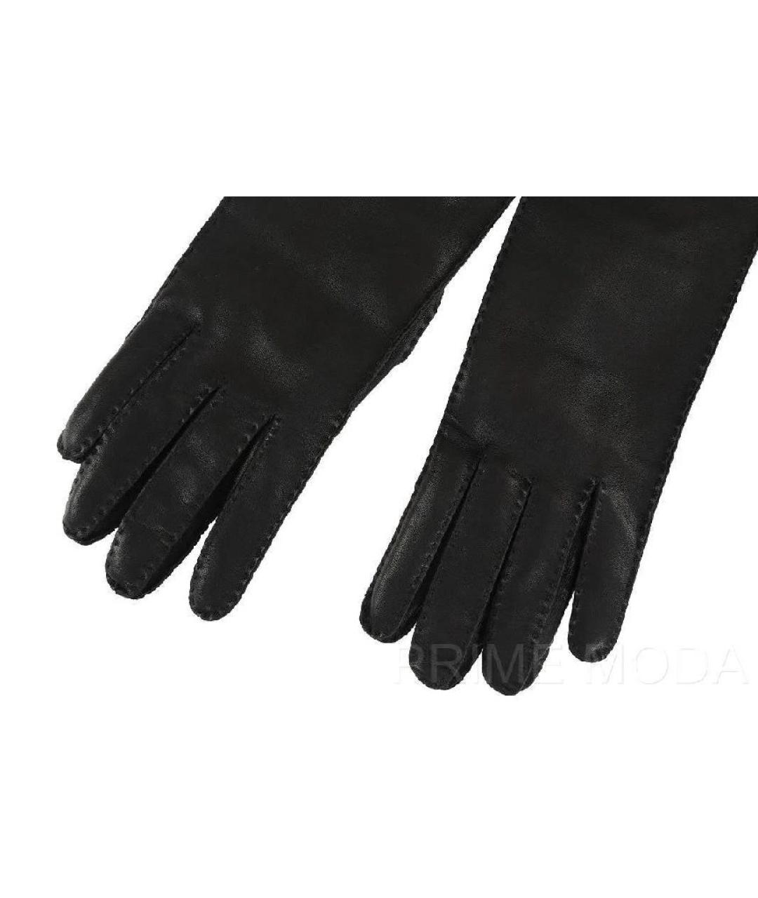 PRADA Черные кожаные перчатки, фото 4