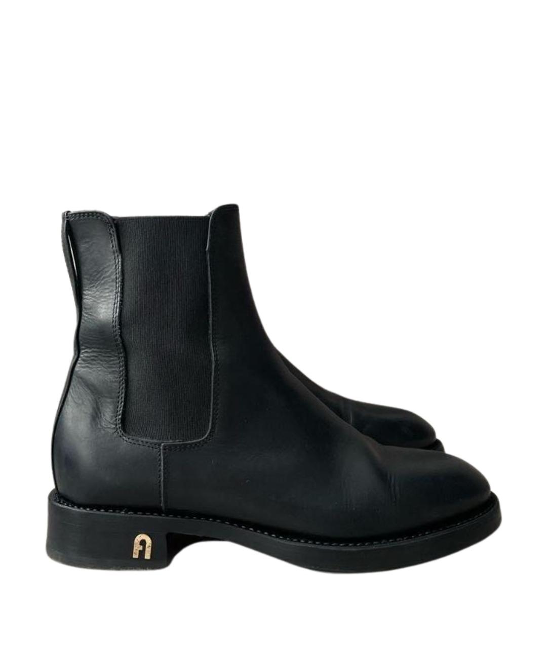 FURLA Черные кожаные ботинки, фото 1