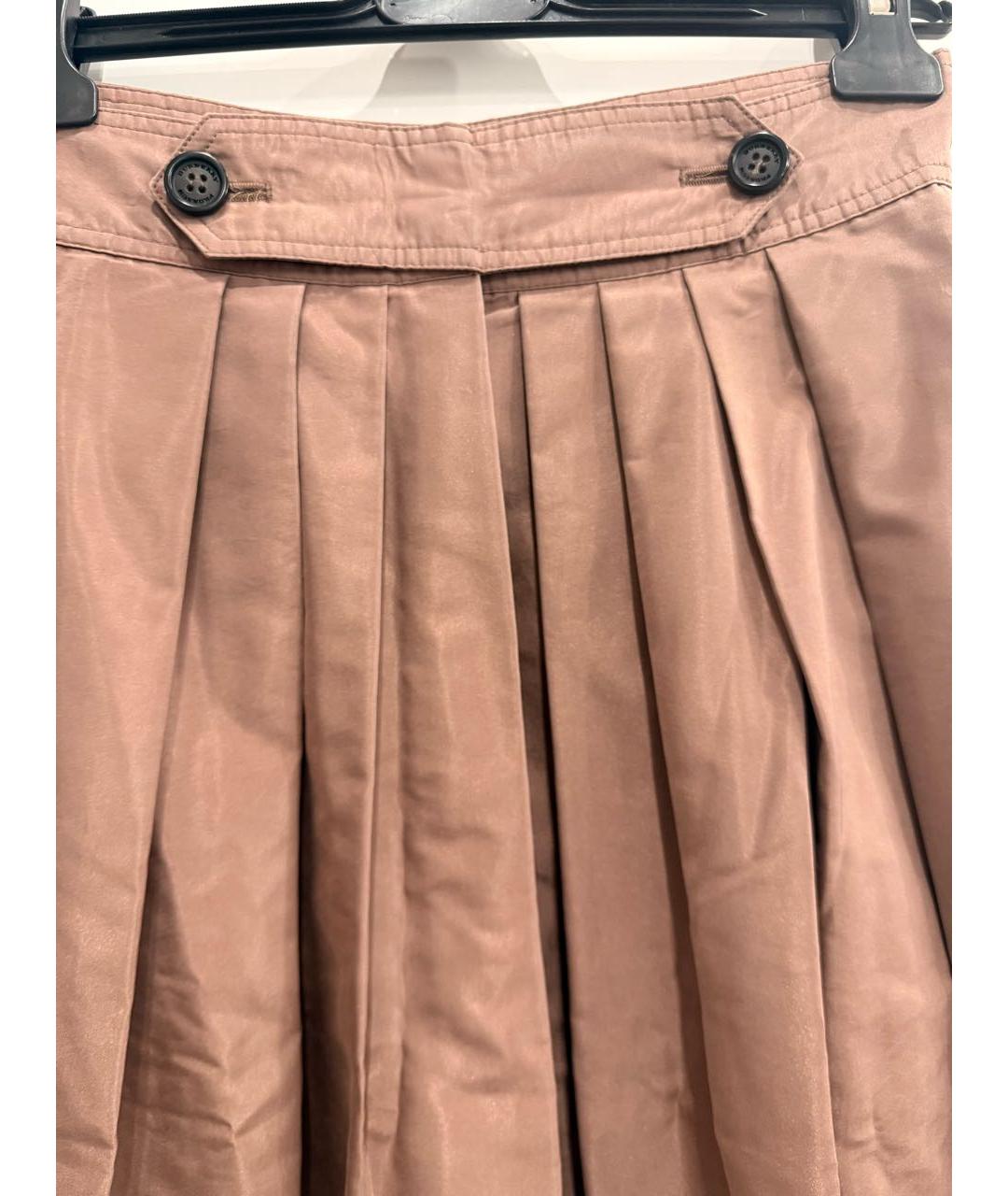 BURBERRY Коричневая шелковая юбка миди, фото 2