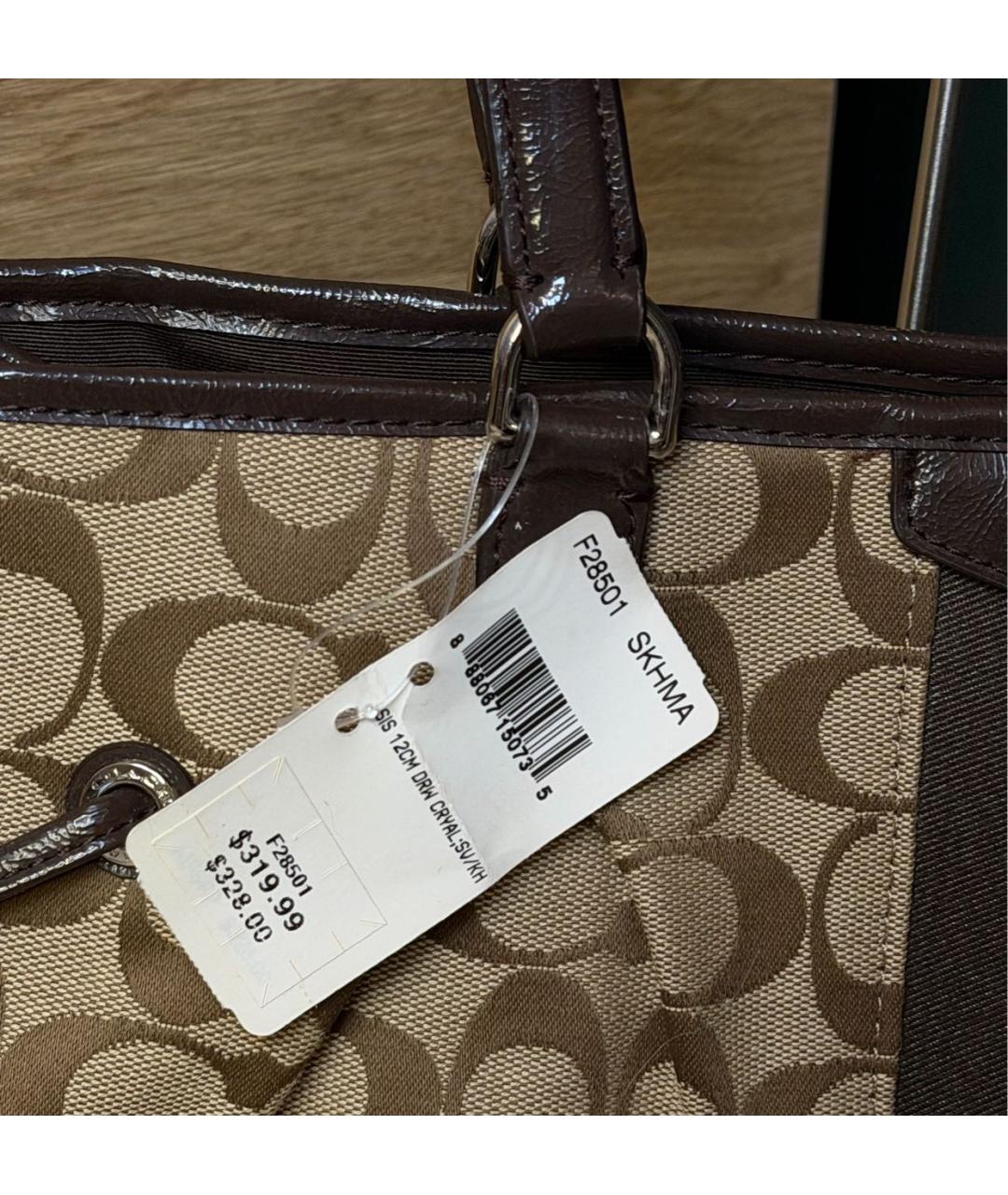 COACH Коричневая жаккардовая сумка тоут, фото 8