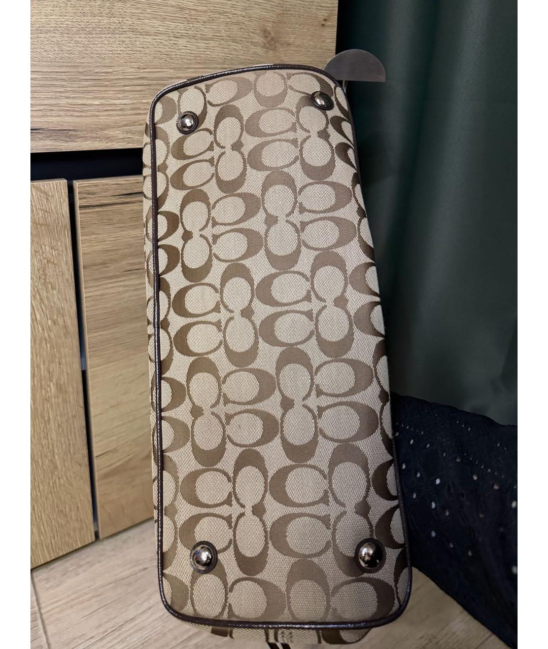 COACH Коричневая жаккардовая сумка тоут, фото 7