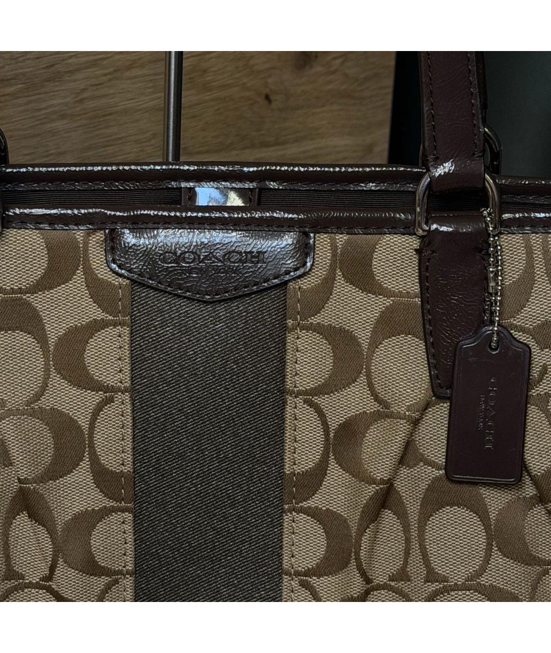 COACH Коричневая жаккардовая сумка тоут, фото 2