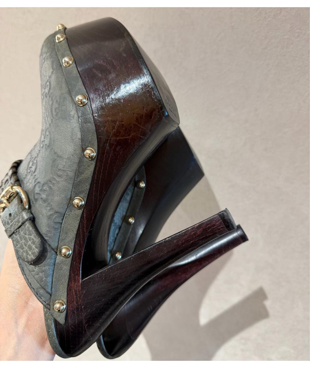 GUCCI Антрацитовые кожаные мюли, фото 8