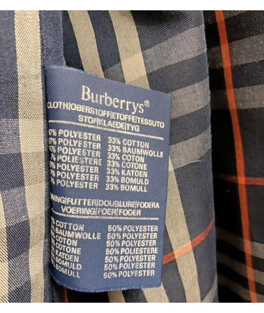 BURBERRY Темно-синий полиэстеровый тренч / плащ, фото 5