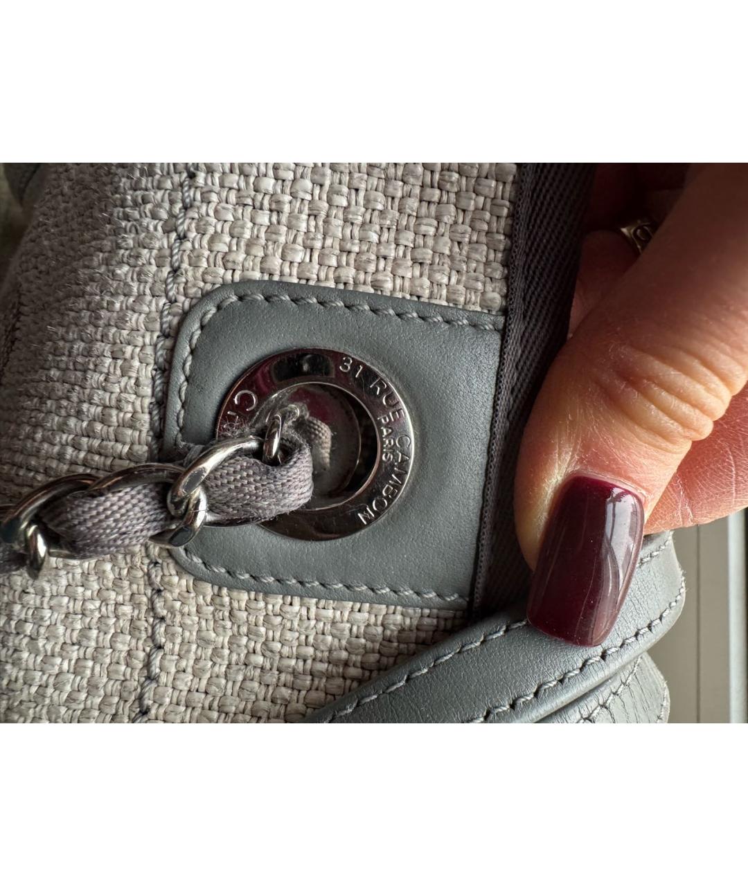 CHANEL Серая тканевая сумка тоут, фото 8