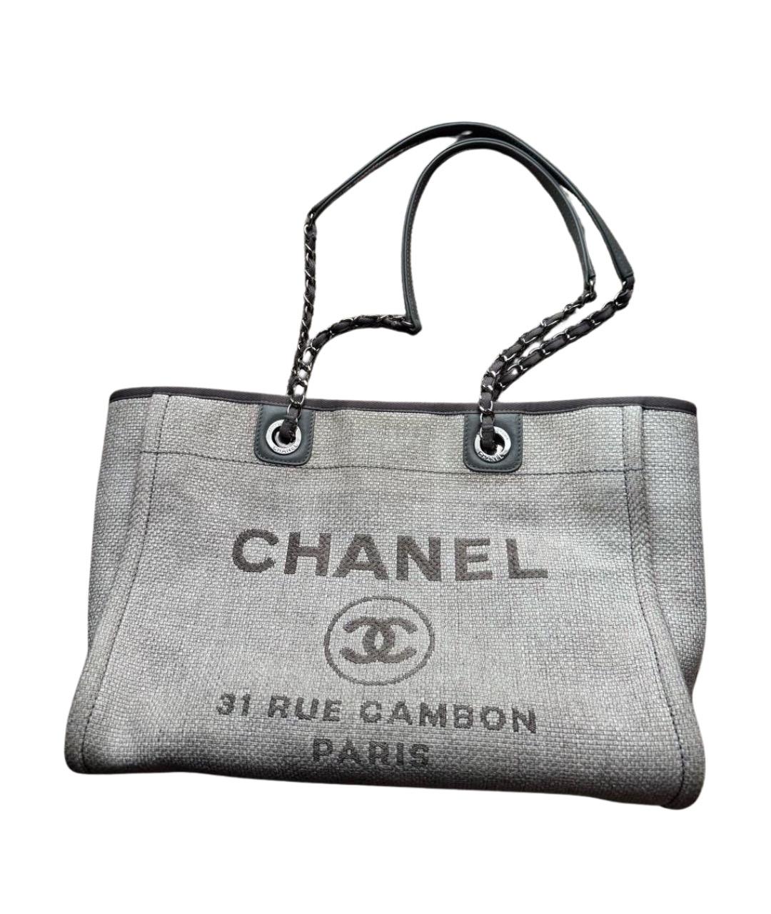 CHANEL Серая тканевая сумка тоут, фото 1