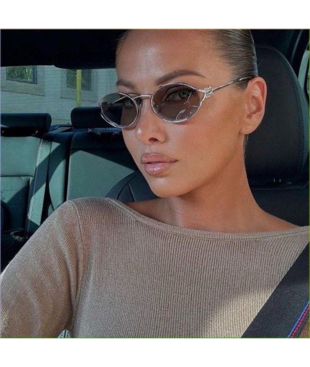 MIU MIU Серебряные металлические солнцезащитные очки, фото 8