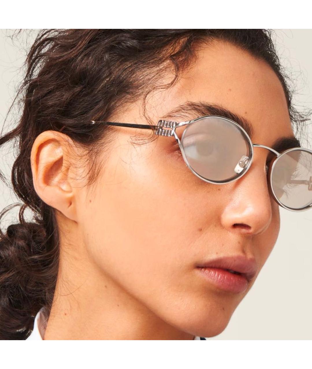 MIU MIU Серебряные металлические солнцезащитные очки, фото 7