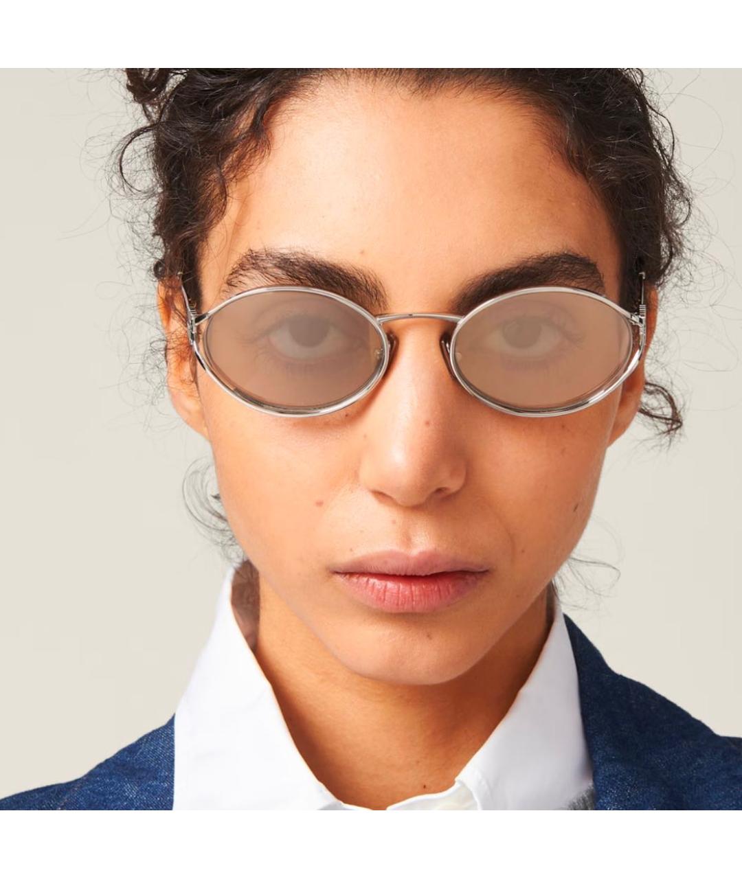 MIU MIU Серебряные металлические солнцезащитные очки, фото 6
