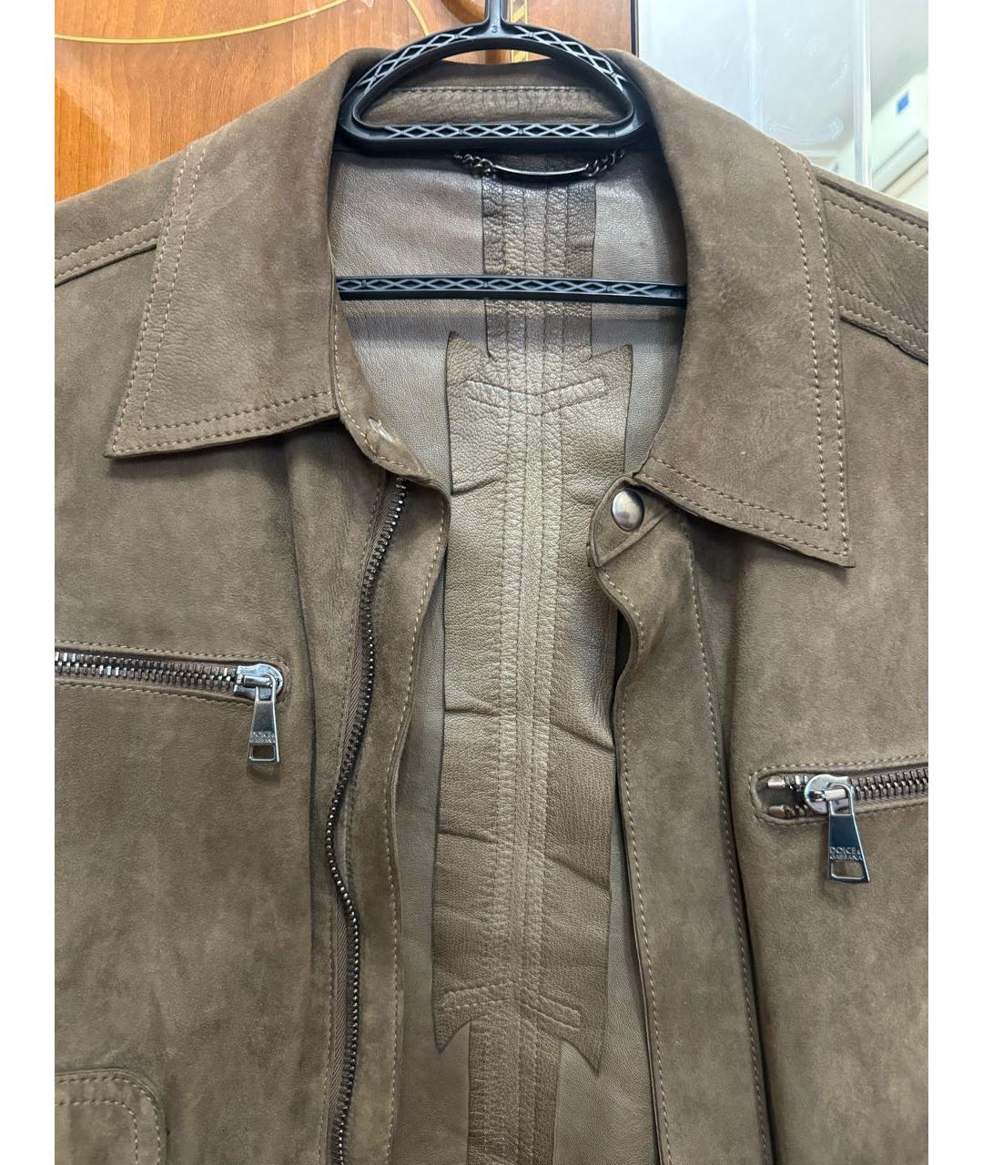DOLCE&GABBANA Коричневая кожаная куртка, фото 3