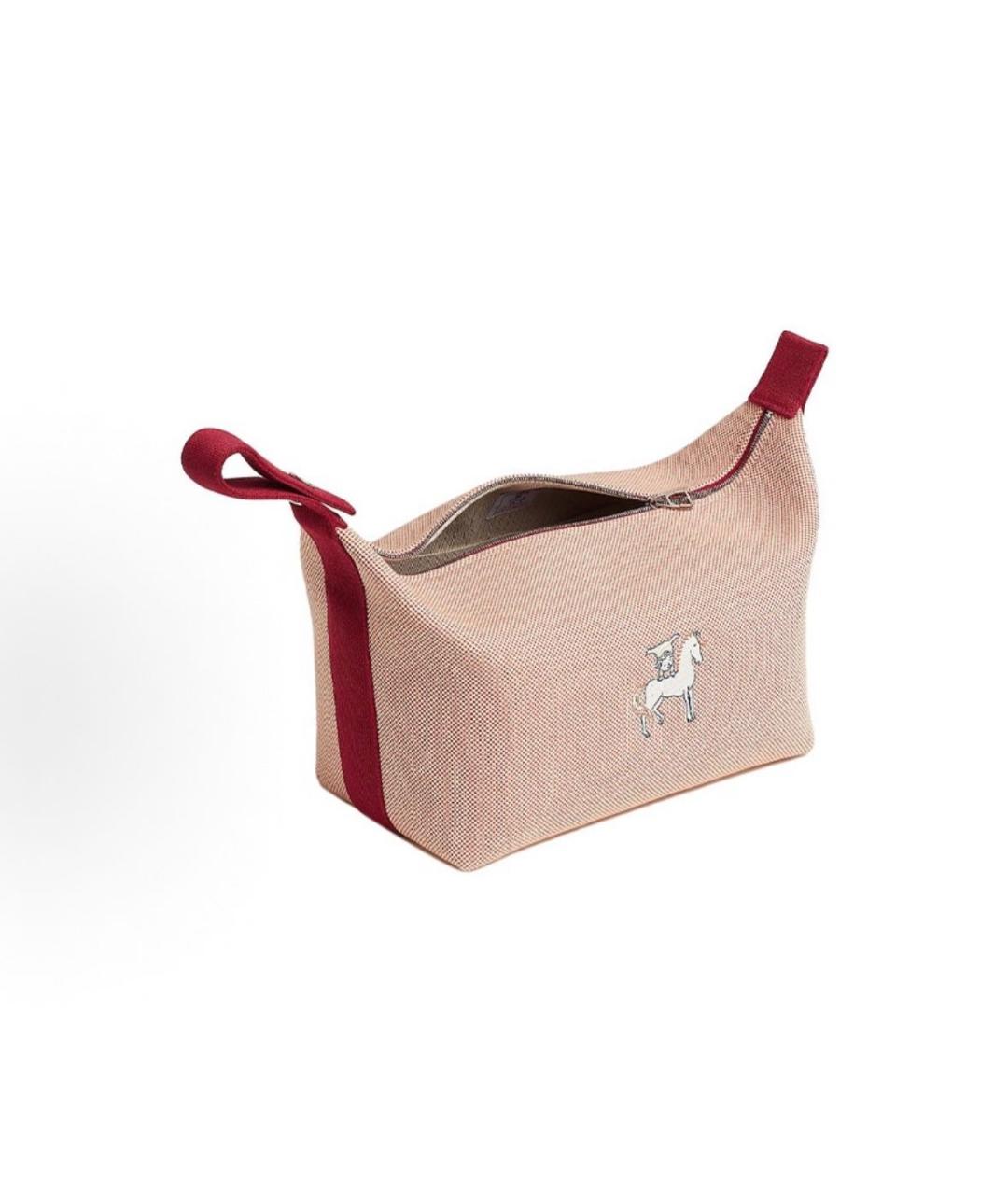 HERMES Коралловая тканевая косметичка, фото 5