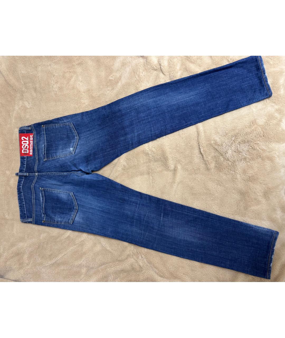 DSQUARED2 Синие хлопковые прямые джинсы, фото 2