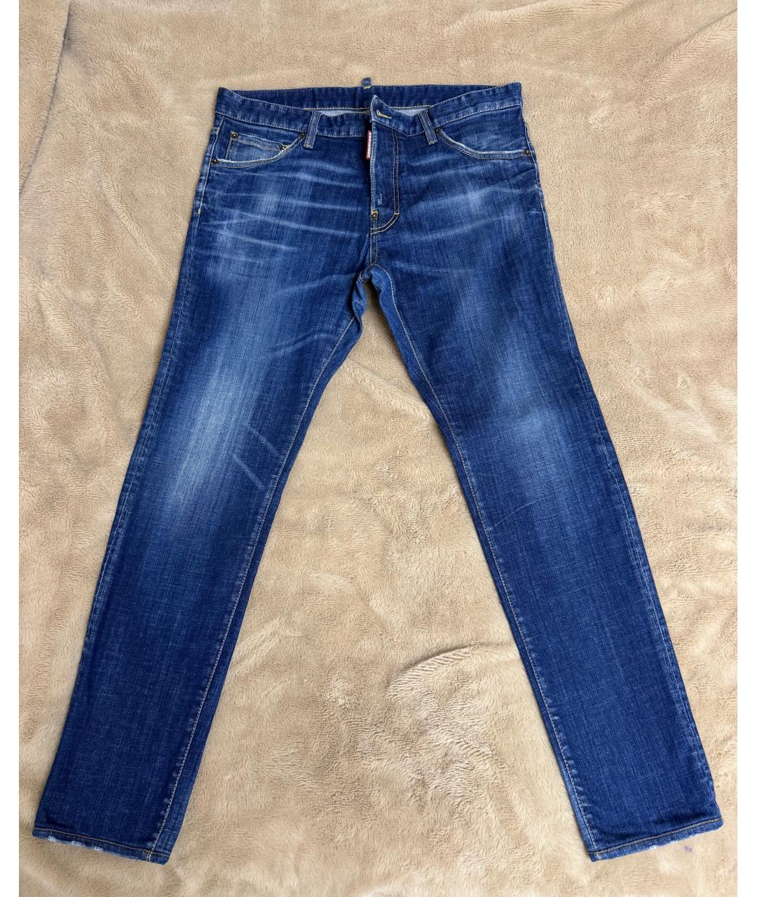 DSQUARED2 Синие хлопковые прямые джинсы, фото 3