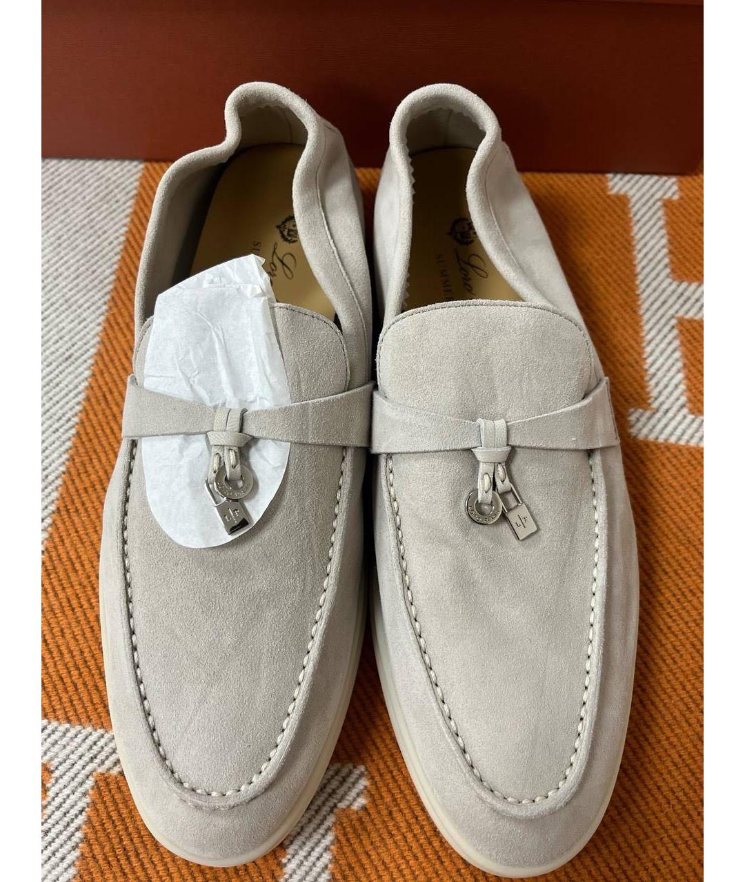 LORO PIANA Бежевые замшевые лоферы, фото 6