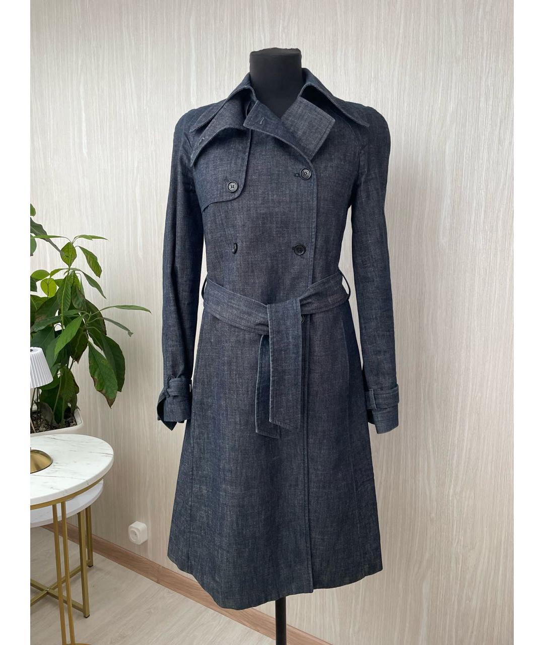 DOLCE&GABBANA Темно-синий деним тренч/плащ, фото 9