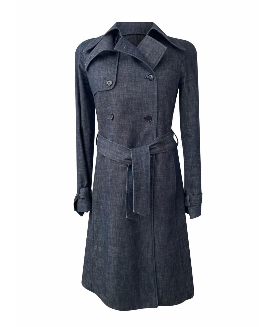 DOLCE&GABBANA Темно-синий деним тренч/плащ, фото 1