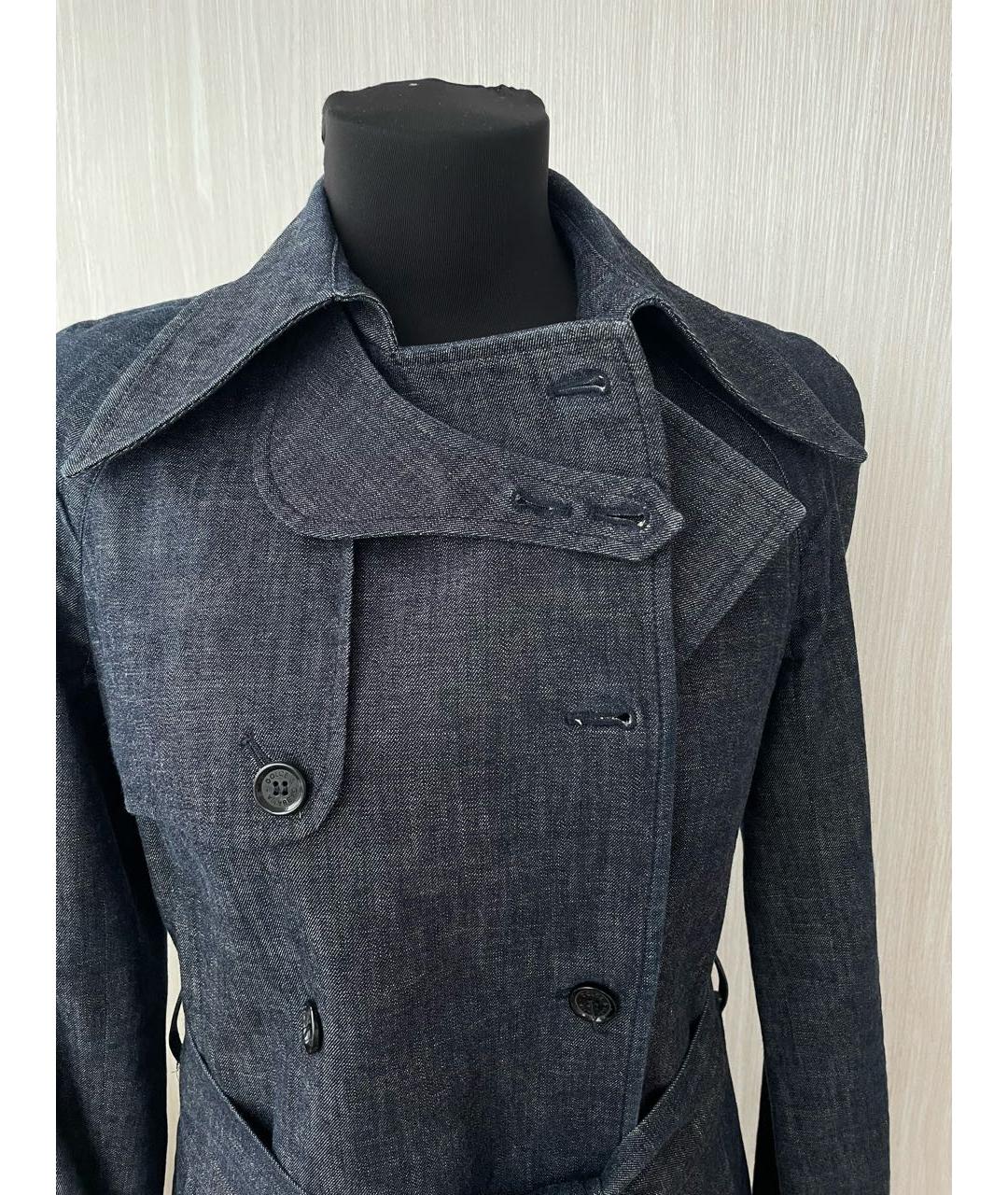 DOLCE&GABBANA Темно-синий деним тренч/плащ, фото 7