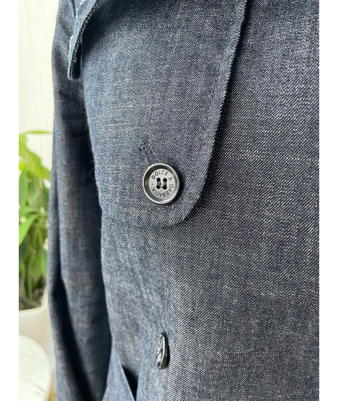 DOLCE&GABBANA Темно-синий деним тренч/плащ, фото 5