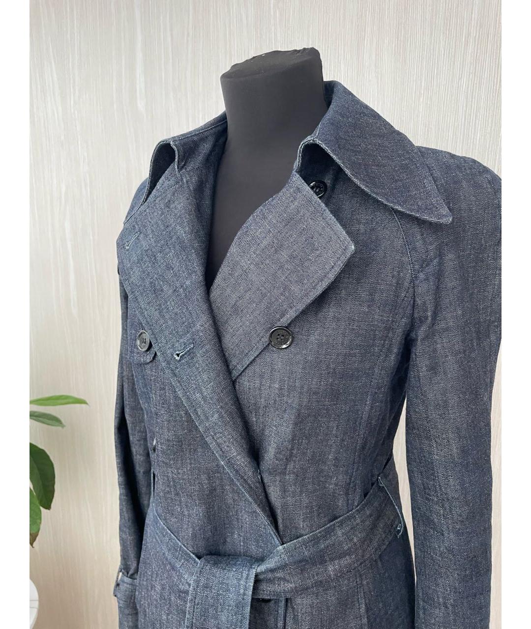 DOLCE&GABBANA Темно-синий деним тренч/плащ, фото 4