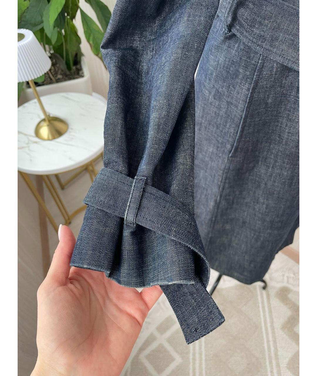 DOLCE&GABBANA Темно-синий деним тренч/плащ, фото 8