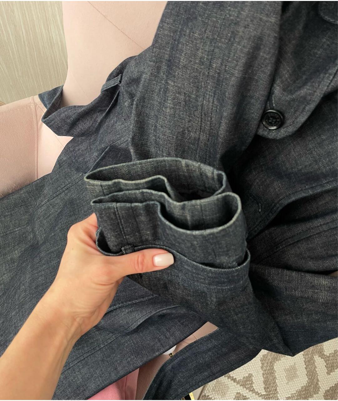 DOLCE&GABBANA Темно-синий деним тренч/плащ, фото 6