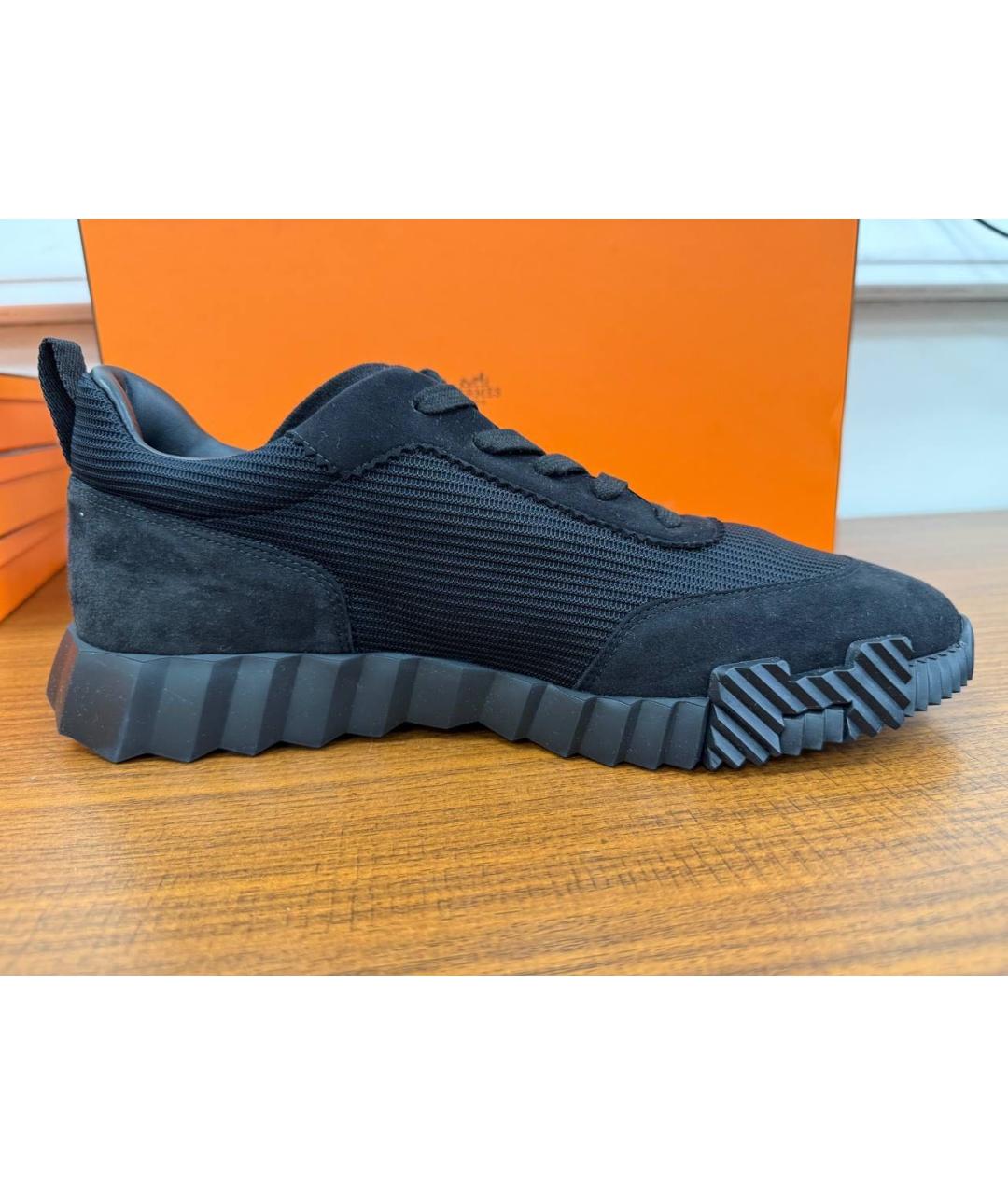 HERMES Черные текстильные низкие кроссовки / кеды, фото 3