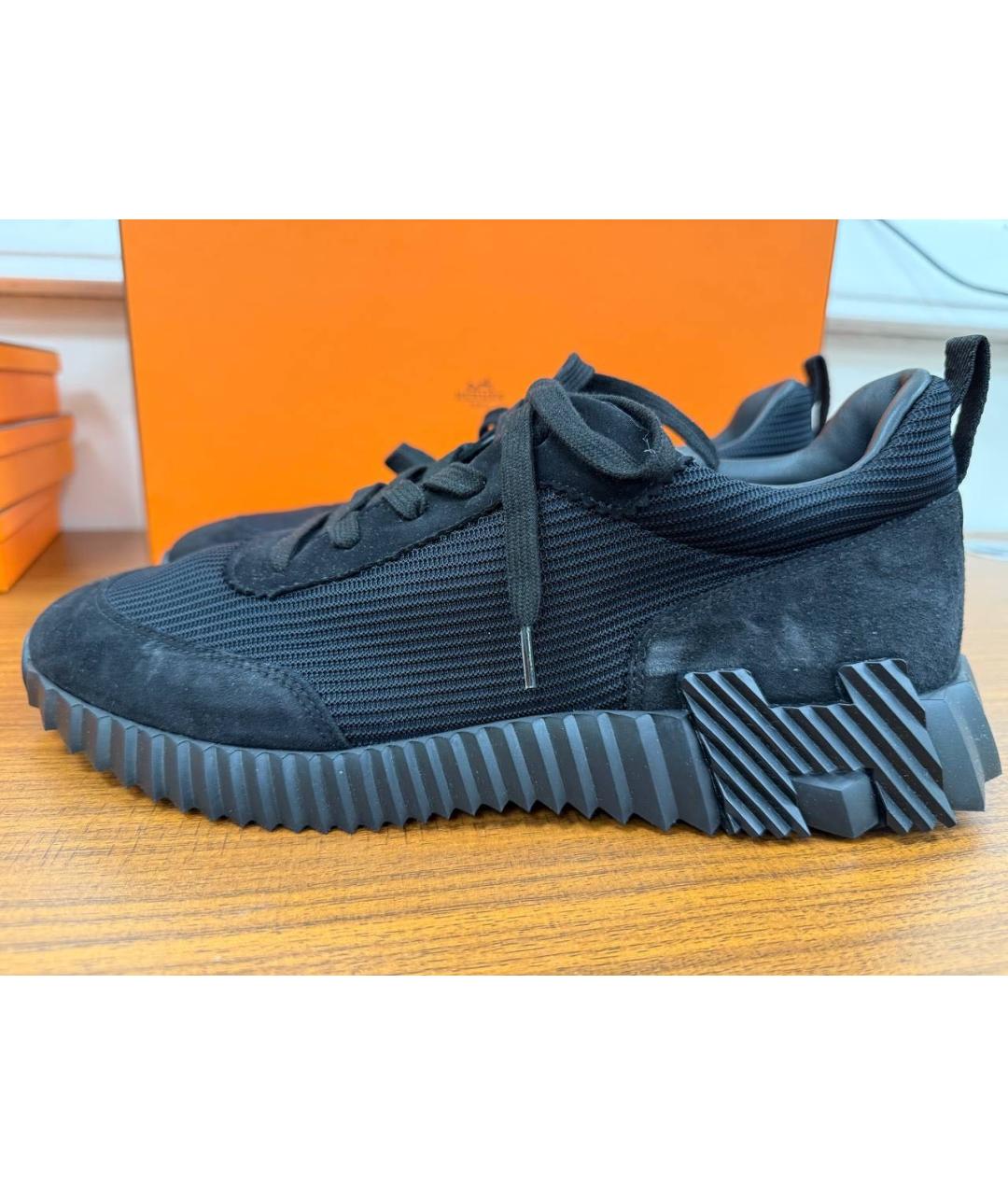 HERMES Черные текстильные низкие кроссовки / кеды, фото 2