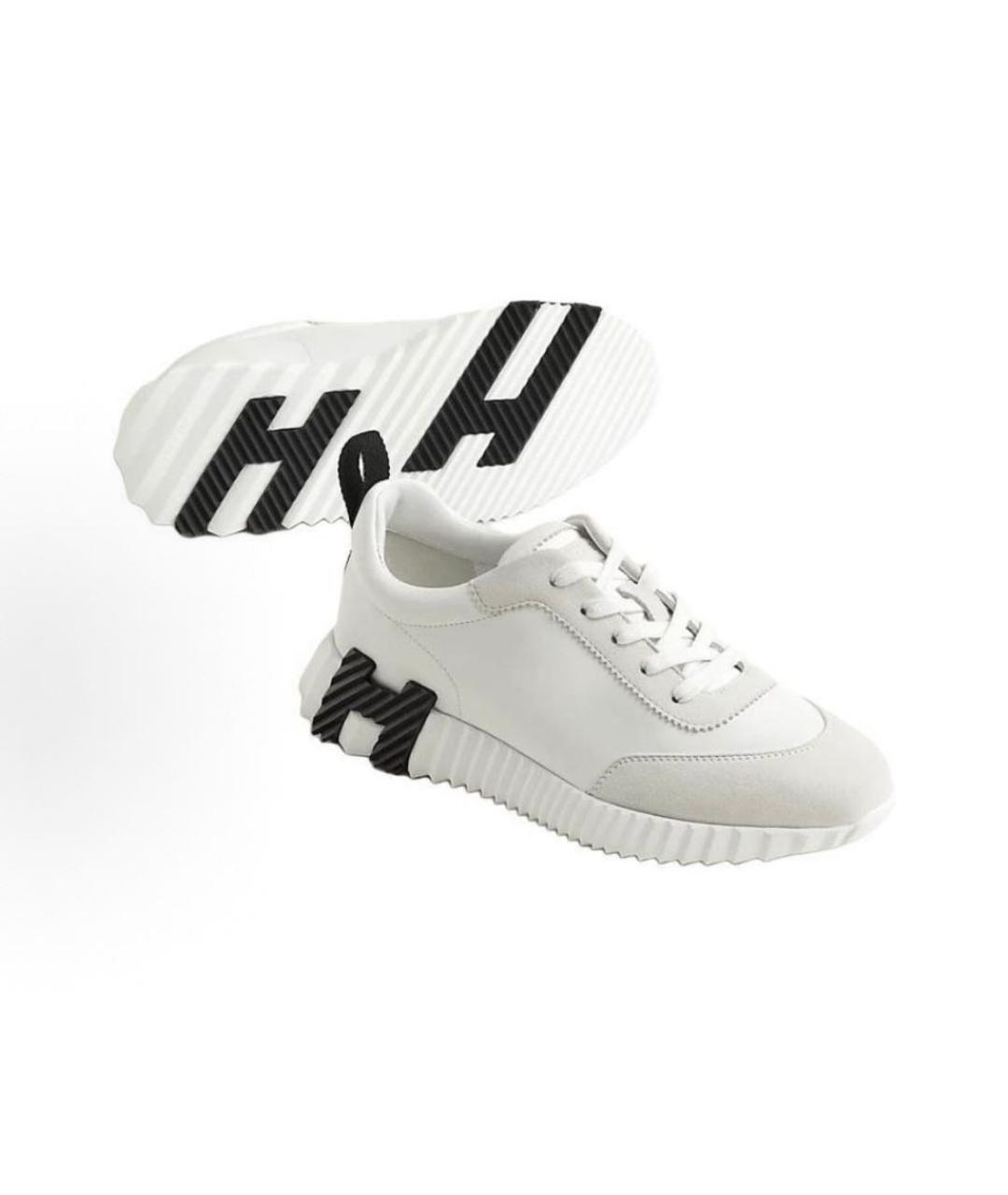 HERMES Белые кожаные низкие кроссовки / кеды, фото 4