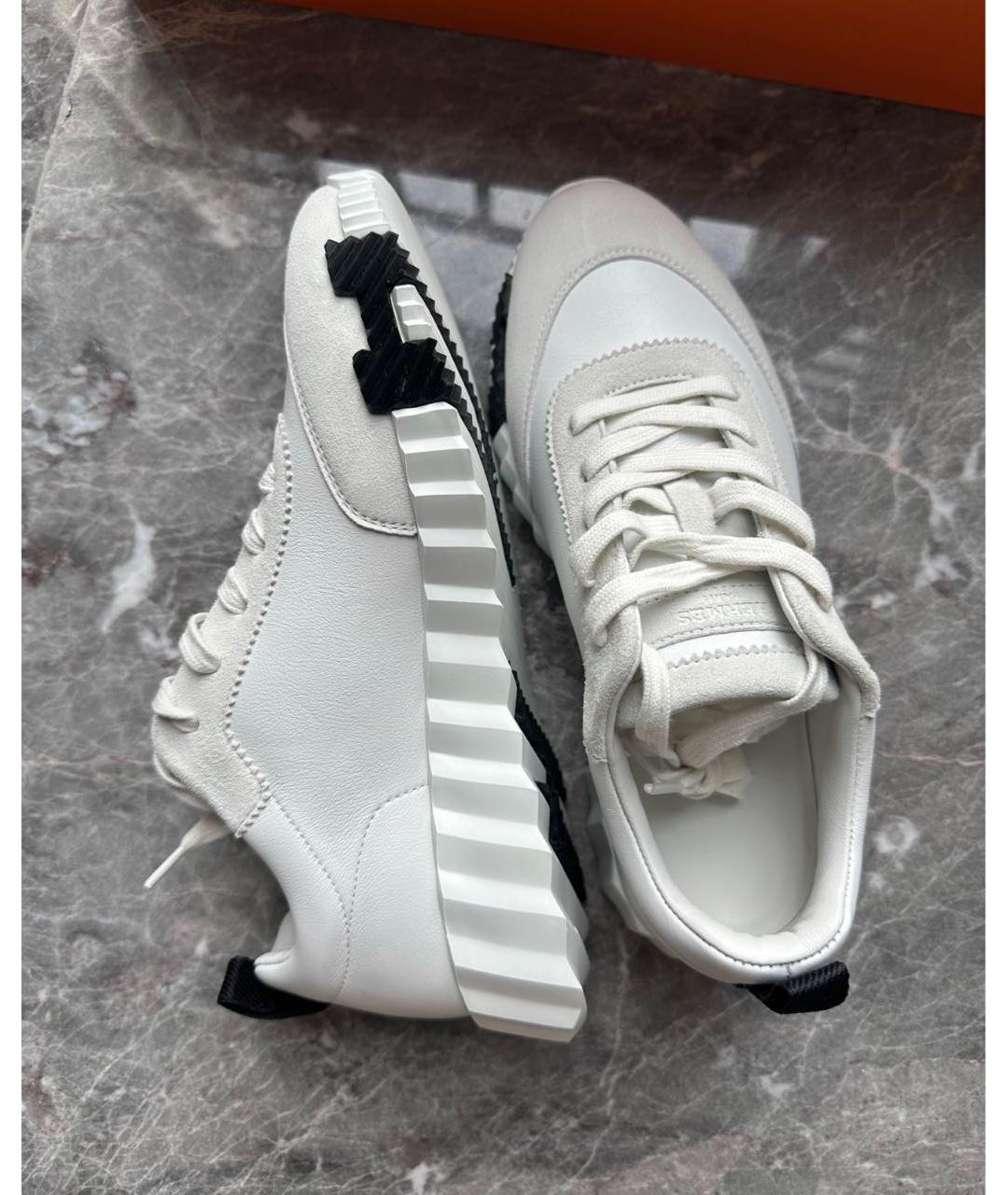 HERMES Белые кожаные низкие кроссовки / кеды, фото 6