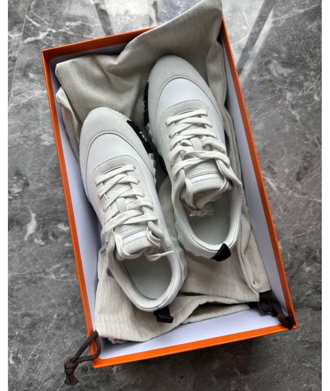 HERMES Белые кожаные низкие кроссовки / кеды, фото 5