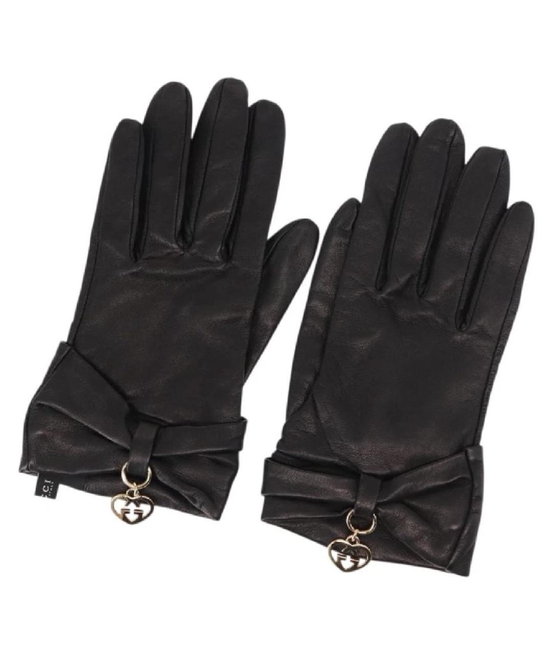 GUCCI Черные кожаные перчатки, фото 2
