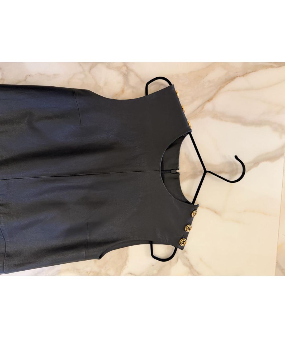 GUCCI Черный кожаный сарафан, фото 5