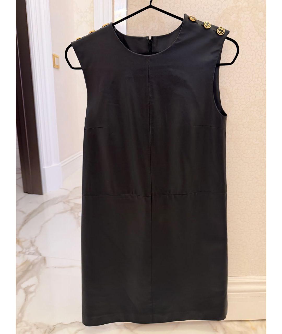 GUCCI Черный кожаный сарафан, фото 7