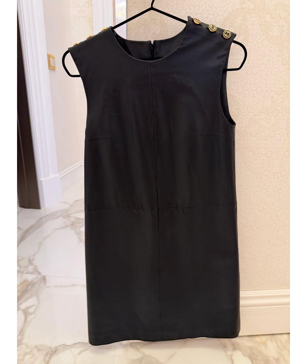 GUCCI Черный кожаный сарафан, фото 2
