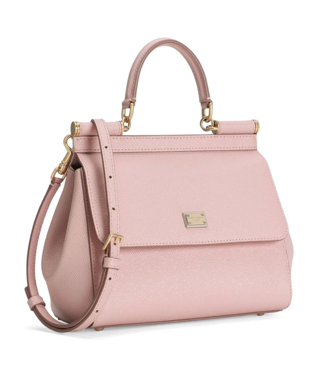 DOLCE&GABBANA Розовая кожаная сумка через плечо, фото 2