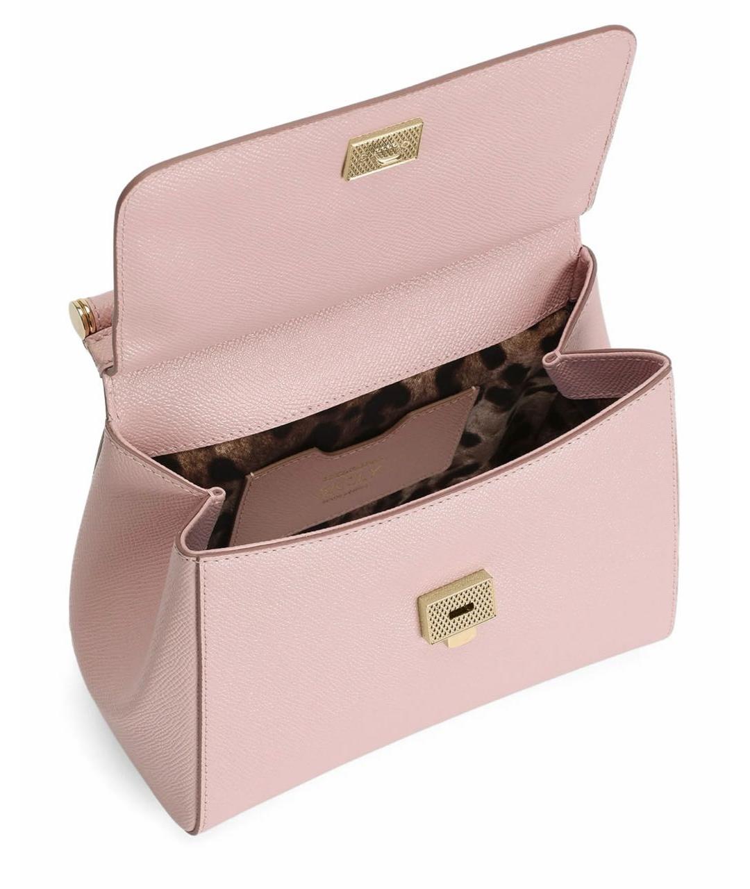 DOLCE&GABBANA Розовая кожаная сумка через плечо, фото 4