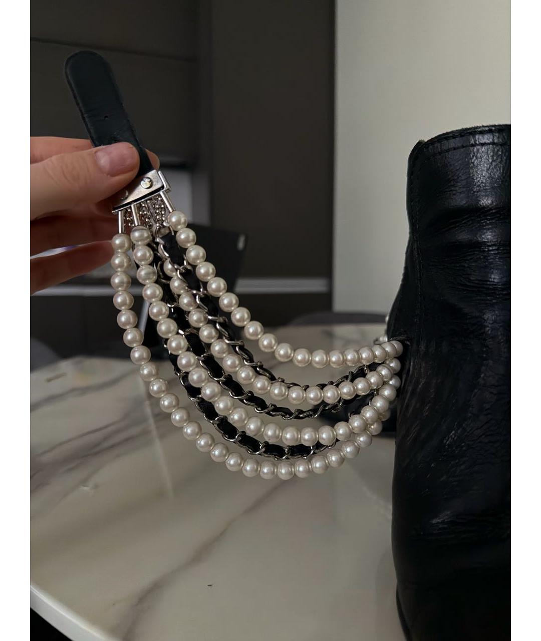 CHANEL Черные кожаные ботильоны, фото 5