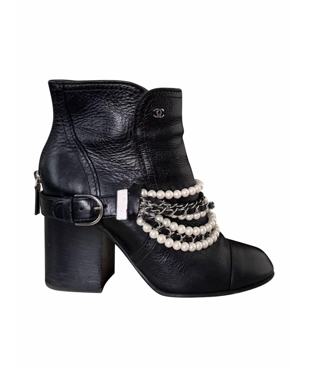 CHANEL Черные кожаные ботильоны, фото 6