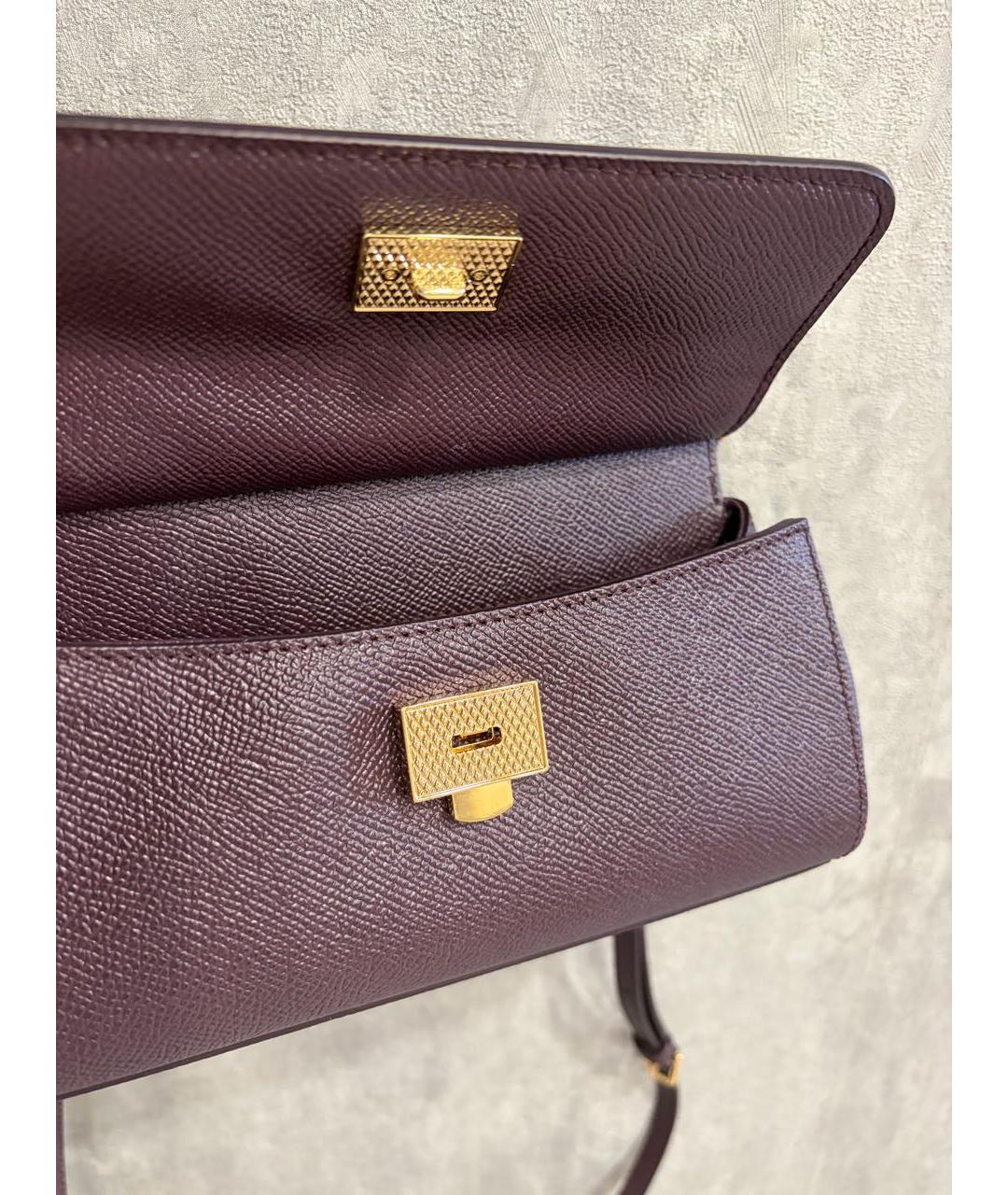 DOLCE&GABBANA Бордовая кожаная сумка с короткими ручками, фото 4