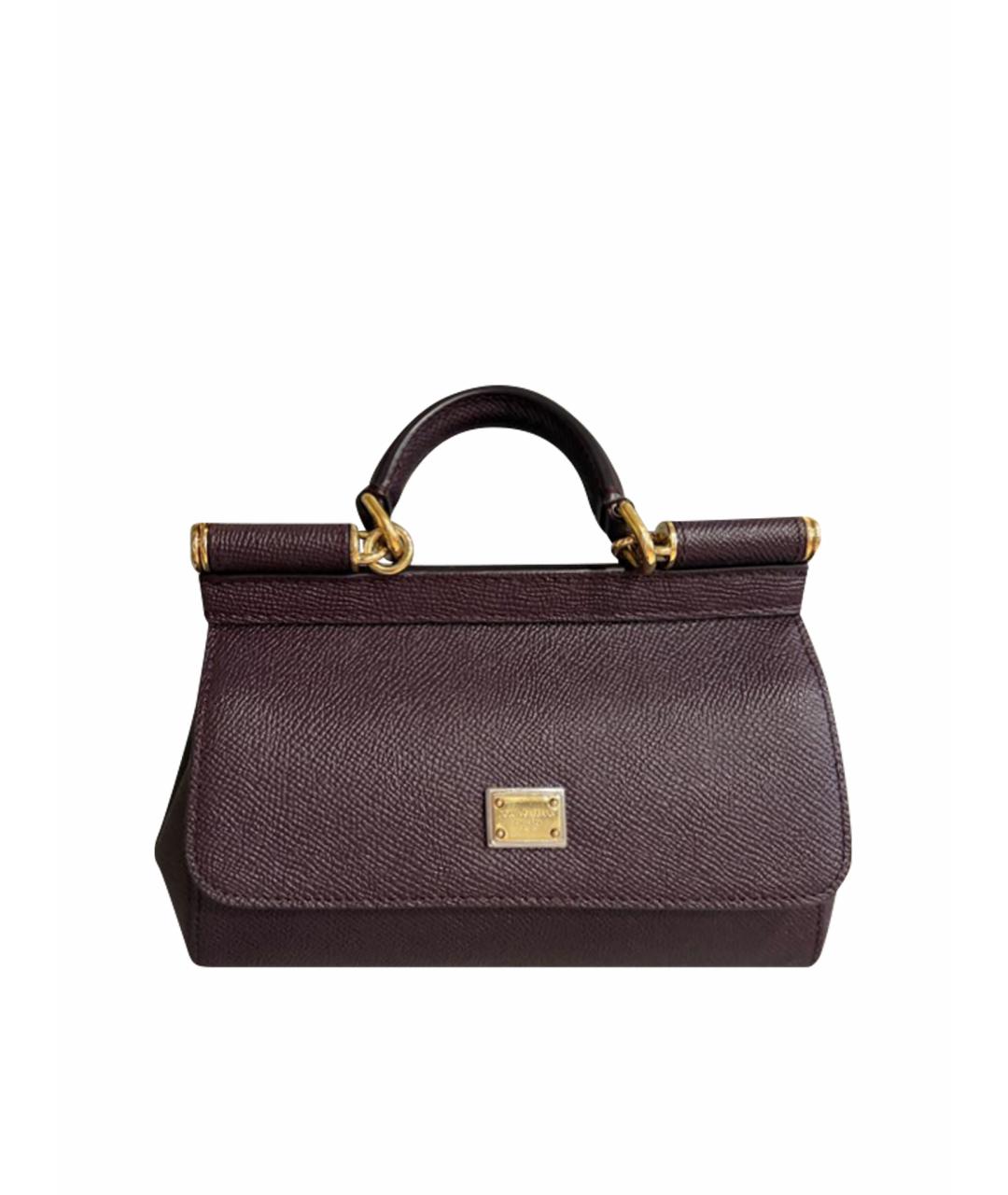 DOLCE&GABBANA Бордовая кожаная сумка с короткими ручками, фото 1