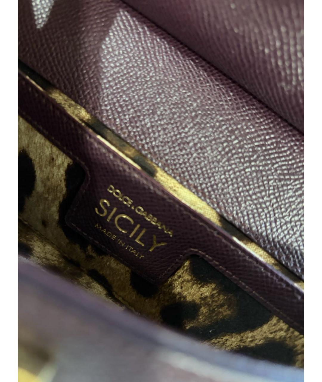DOLCE&GABBANA Бордовая кожаная сумка с короткими ручками, фото 7
