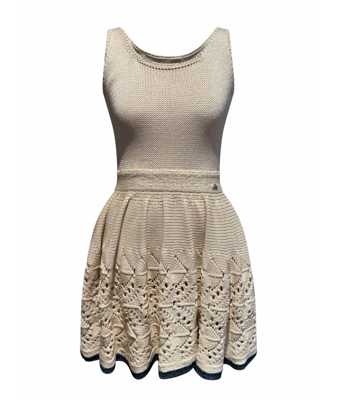 CHANEL Белое шелковое повседневное платье, фото 1