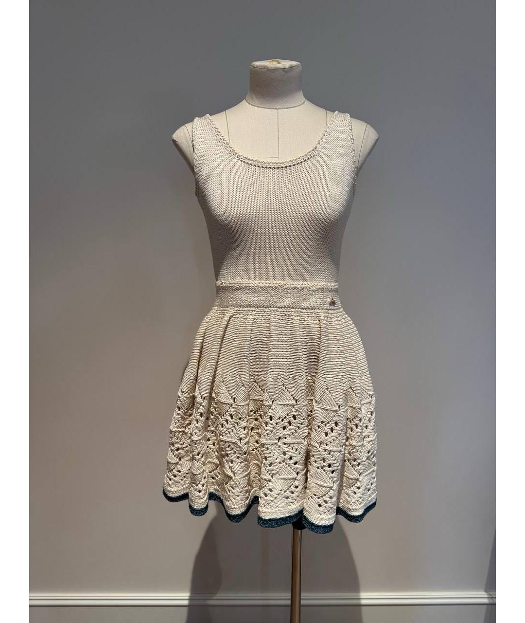 CHANEL Белое шелковое повседневное платье, фото 8