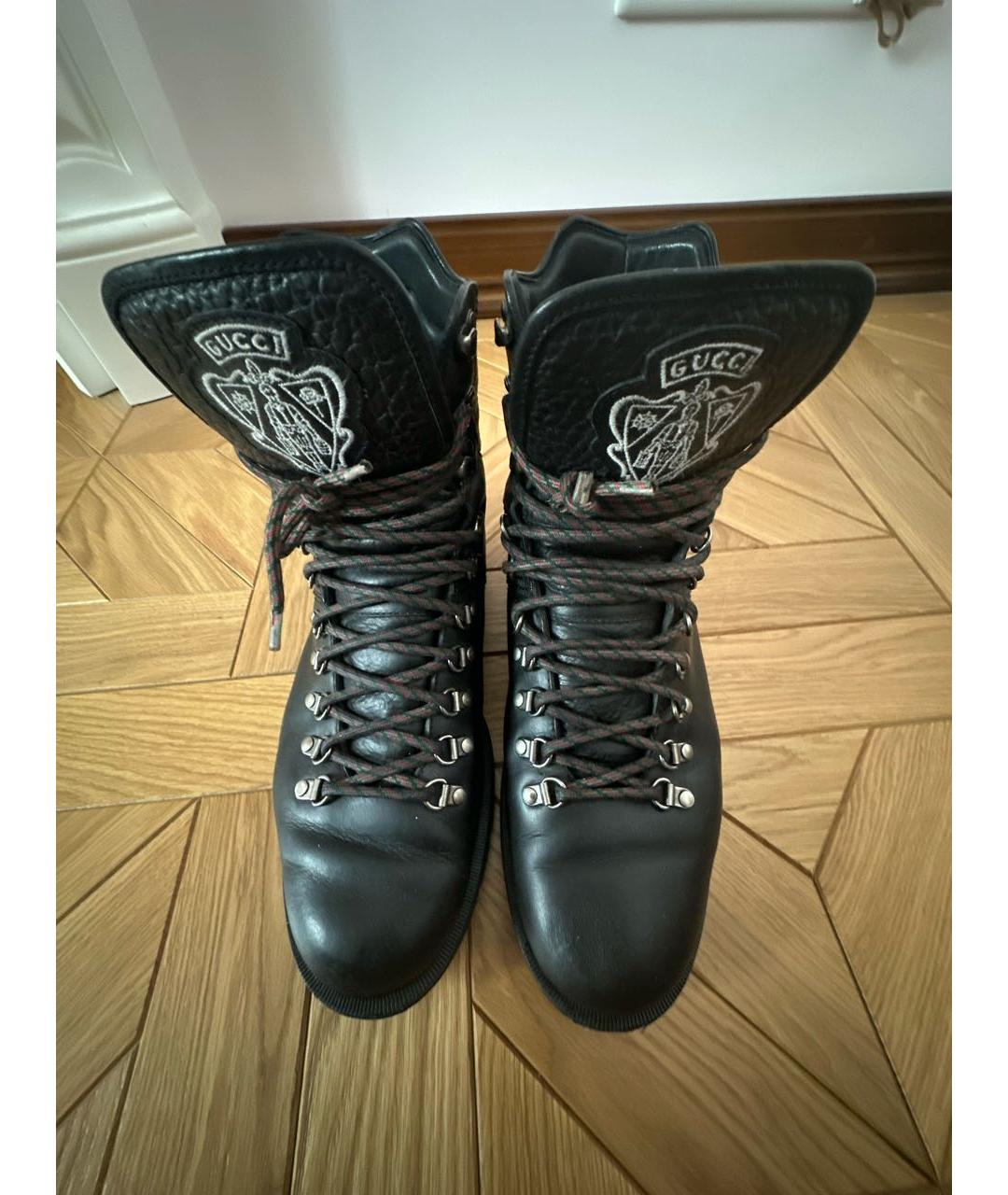 GUCCI Черные кожаные высокие ботинки, фото 2
