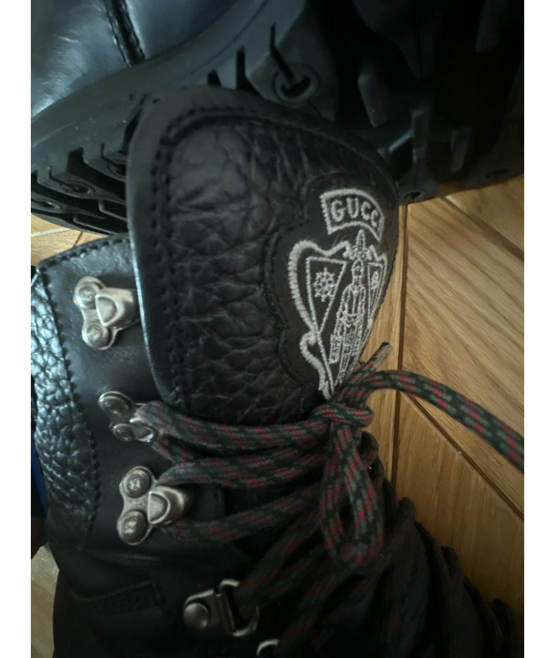 GUCCI Черные кожаные высокие ботинки, фото 8
