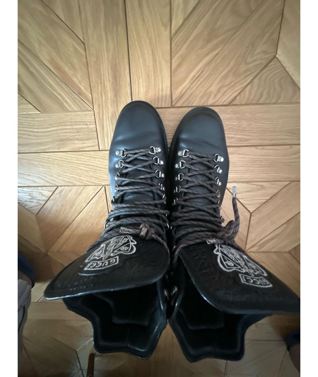 GUCCI Черные кожаные высокие ботинки, фото 3