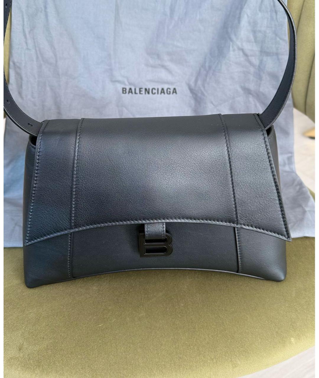 BALENCIAGA Черная кожаная сумка через плечо, фото 2
